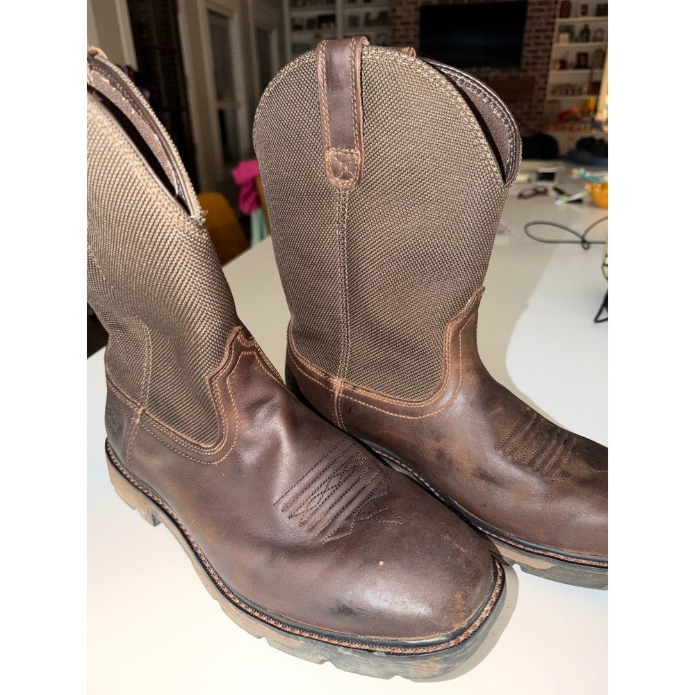Ariat Groundbreaker Waterproof Work Boots Mens 10 EE Brown Leather 10015812